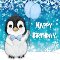 Happy Birthday Penguin Card.