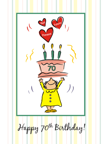 70th Birthday Cake And Hearts.