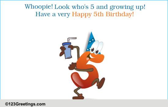 A Fun 5th Birthday Wishes ecard.