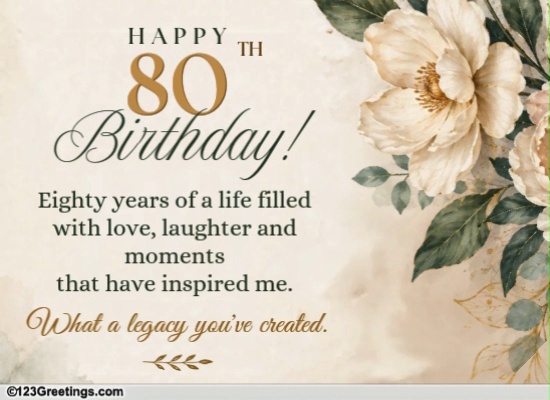 80th Birthday Ecard