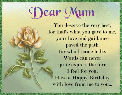 Happy Birthday To A Special Mum.