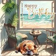 Summer Dog Birthday Card.