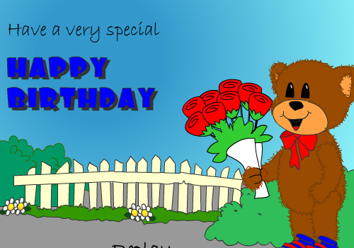Beary Cute Birthday Roses. Free Specials eCards, Greeting Cards | 123 ...