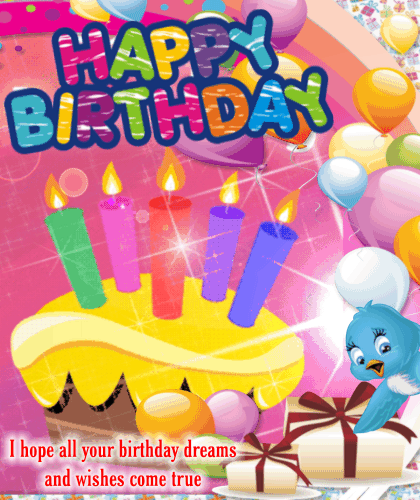 Birthday Dreams And Wish Card.