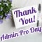Thank You Card On Admin Pro Day.