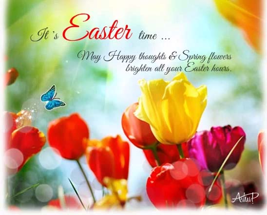 Happy Easter Hours & Flowers. Free Happy Easter eCards | 123 Greetings