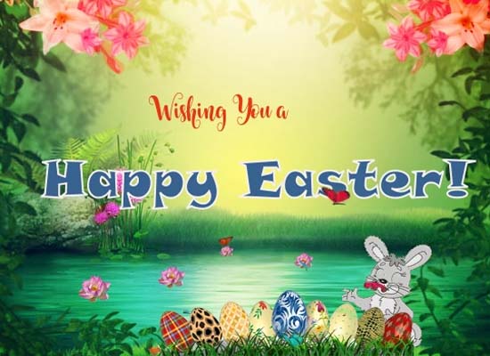 Happy Easter Wishes With Cute Bunny. Free Happy Easter eCards | 123 ...