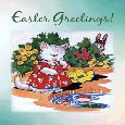 Easter Vintage Kitten, Bunny And Fish