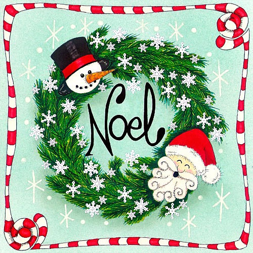 Vintage Style, Retro Noel Wreath.