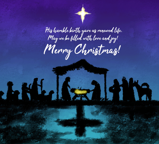 Merry Christmas! Jesus Is Born. Free Merry Christmas Wishes eCards