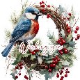 Beautiful Bird & Wreath Christmas Card.