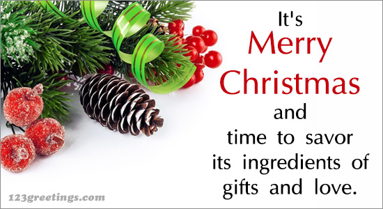 Merry Christmas Gifts. Free Merry Christmas Quotes eCards | 123 Greetings