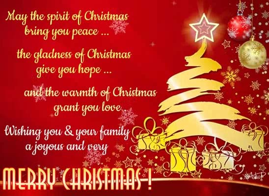 Peace, Hope, Love & Joy On Christmas. Free Spirit of Christmas eCards ...