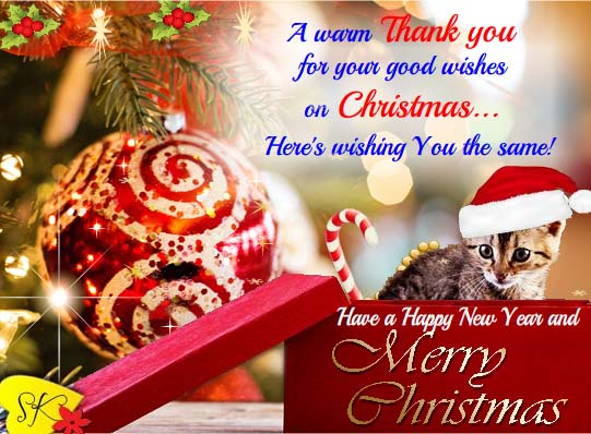 Thank You For Your Xmas Wishes. Free Thank You eCards, Greeting Cards ...