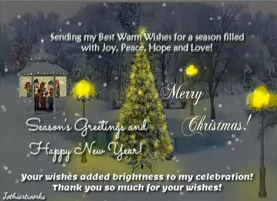 Merry Christmas Wishes And Thanks! Free Thank You eCards, Greeting ...