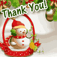 Christmas Snowman Thank You Greeting.