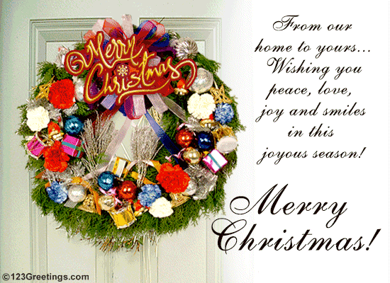 Christmas Wreath! Free English eCards, Greeting Cards | 123 Greetings