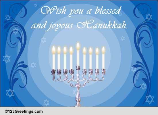 Blessed And Joyous Hanukkah. Free Religious Blessings eCards | 123 ...