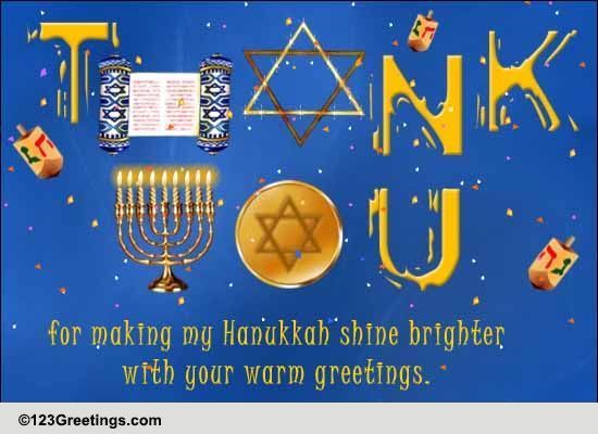 Hanukkah Thank You... Free Thank You eCards, Greeting Cards | 123 Greetings