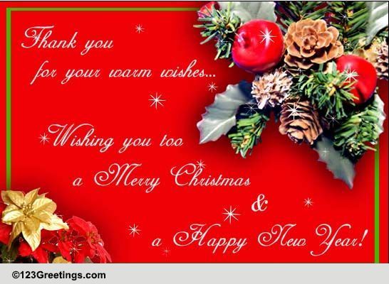 Warm Christmas Thank You... Free Holiday Thank You eCards | 123 Greetings