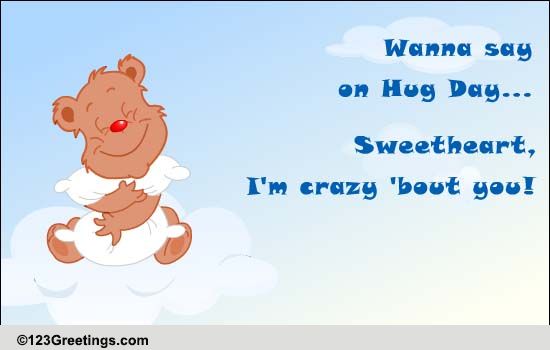 Cute Romantic Hug Day Wish.