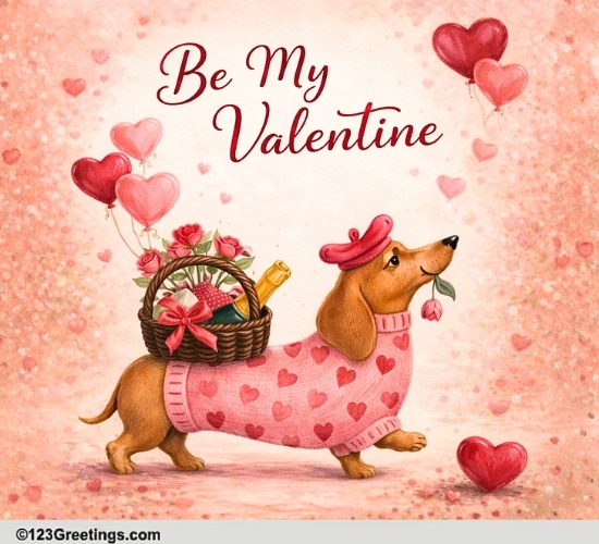 A Cute Be My Valentine Ecard