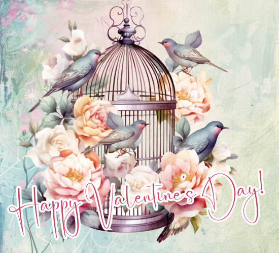 Valentine’s Day Birdcage Card.