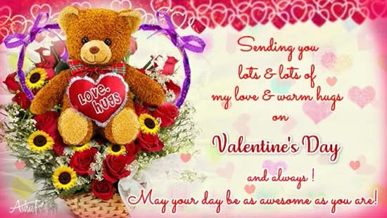 Valentine’s Day Love & Hugs For You. Free Family eCards | 123 Greetings