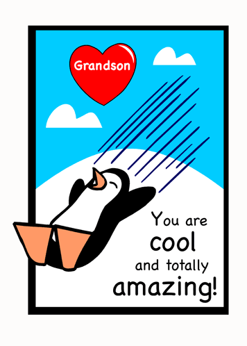 Cool Valentine Penguin For Grandson.