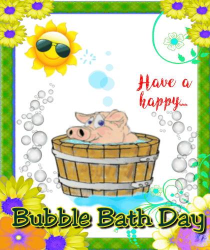 Piggy Enjoys A Bubble Bath.