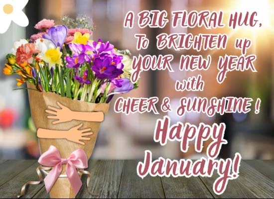 Floral Hug To Wish Happy January.