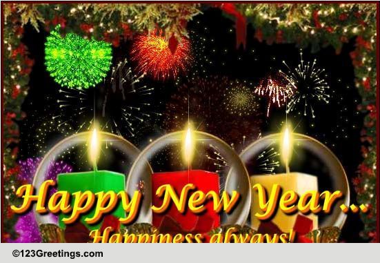 New Year Wishes With Fireworks.