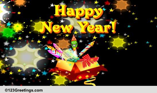 Wishing New Year With Fireworks.