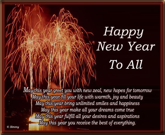 Wishes For The New Year To All.