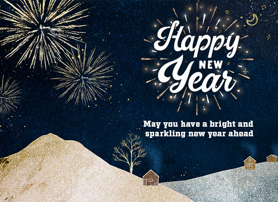 Sparkling And Bright New Year E-card.