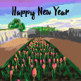 Happy New Year Flower Painting.
