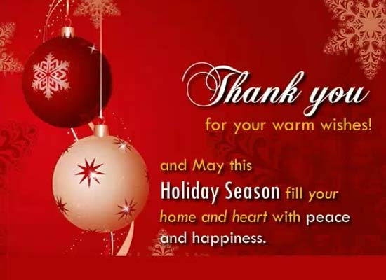 Warm Holiday Thank You Note! Free Thank You eCards, Greeting Cards ...