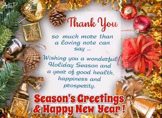 Holiday Cheer & Wonderful New Year! Free Thank You eCards | 123 Greetings