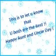 Greetings On  Aunt & Uncle’s Day.