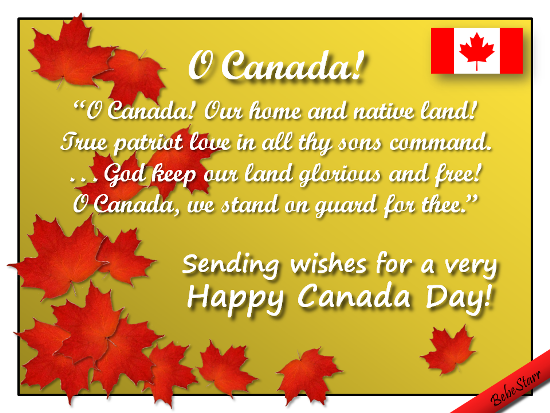 O Canada! We Stand On Guard For Thee. Free Canada Day eCards | 123 ...