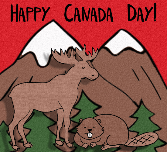 Happy Canada Day Moose And Beaver.