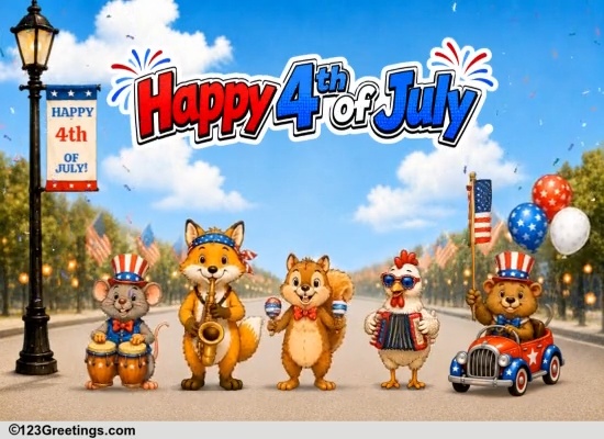 A 4th Of July Celebratory Parade Ecard