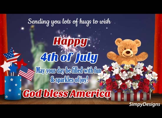 Hugs For You On 4th Of July. Free Friends eCards, Greeting Cards | 123 ...