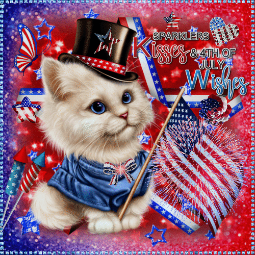 Cute 4th Of July Wishes Cat.