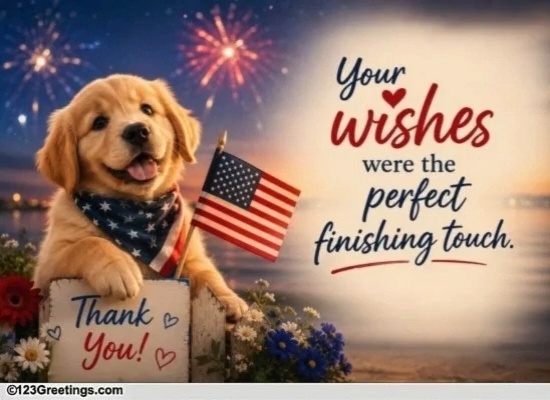 A Courteous 4th Of July Thank You Card