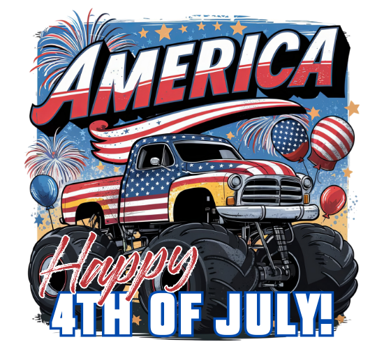 Monster Truck 4th July Card.