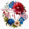 4th Of July Floral Wreath Card.