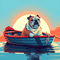 Bulldog In A Boat.