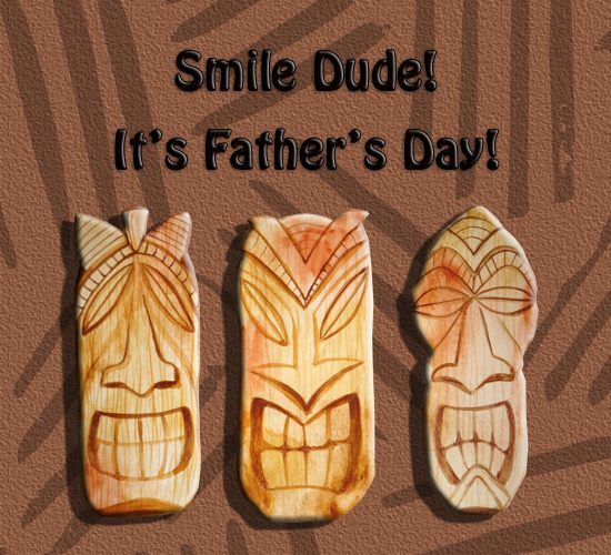 Father’s Day Funny Tiki Heads Smile.
