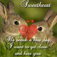 Cute Rabbit & Sneak A Kiss Day Wishes.